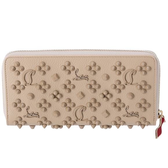 Christian Louboutin Panettone Studded Zip Around Wallet Beige 3175224 Leather - Picture 2 of 5